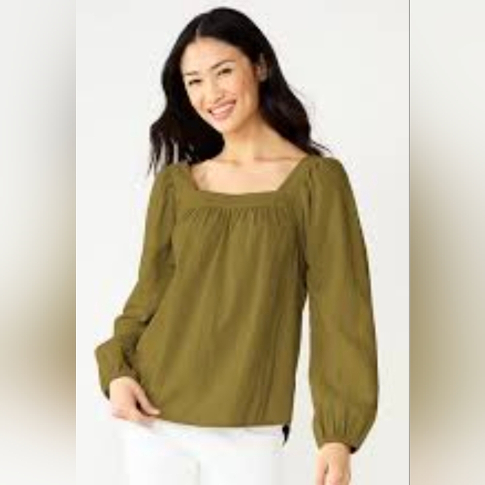Sonoma Olive Green Square Neck Blouse